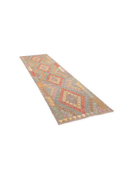 Rug Kilim Afghanistan 84x294 Grey Beige Turquoi