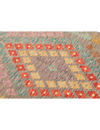 Rug Kilim Afghanistan 84x294 Grey Beige Turquoi