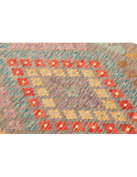 Rug Kilim Afghanistan 84x294 Grey Beige Turquoi