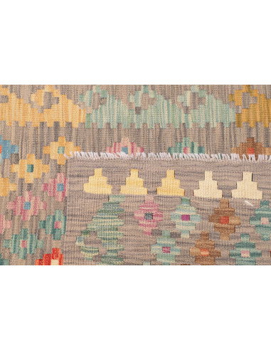 Rug Kilim Afghanistan 84x294 Grey Beige Turquoi