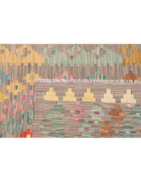 Rug Kilim Afghanistan 84x294 Grey Beige Turquoi