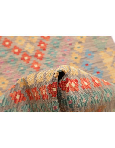 Rug Kilim Afghanistan 84x294 Grey Beige Turquoi