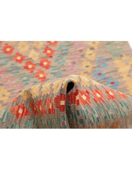 Rug Kilim Afghanistan 84x294 Grey Beige Turquoi