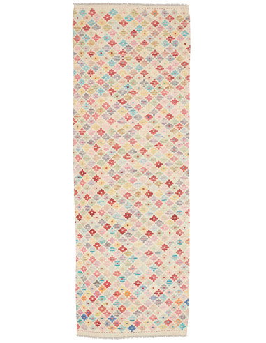 Tappeto Kilim Afghanistan 81x239 Crema Rosa