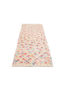 Tappeto Kilim Afghanistan 81x239 Crema Rosa 2
