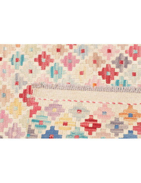 Tappeto Kilim Afghanistan 81x239 Crema Rosa