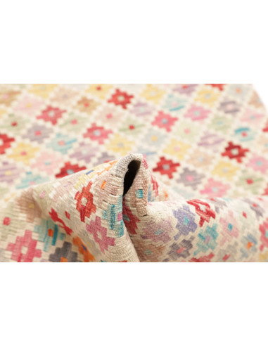 Tappeto Kilim Afghanistan 81x239 Crema Rosa