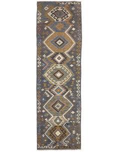 Tappeto Kilim Afghanistan 85x302 Grigio Carbone