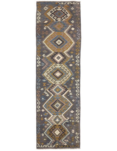 Rug Kilim Afghanistan 85x302 Charcoal Grey Must