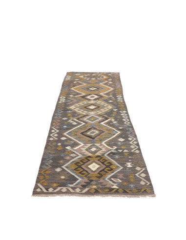 Rug Kilim Afghanistan 85x302 Charcoal Grey Must