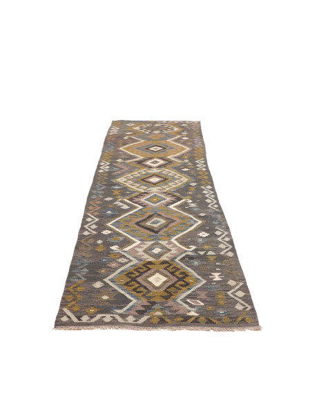 Rug Kilim Afghanistan 85x302 Charcoal Grey Must