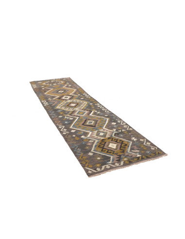 Rug Kilim Afghanistan 85x302 Charcoal Grey Must