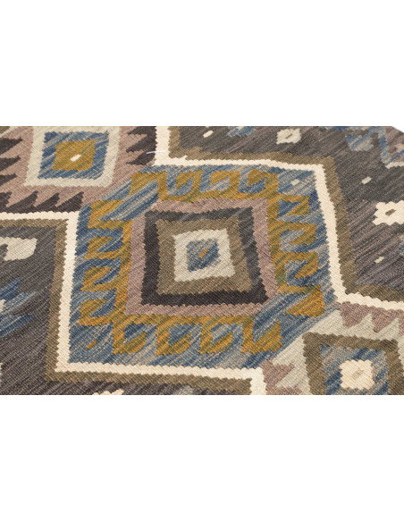 Rug Kilim Afghanistan 85x302 Charcoal Grey Must