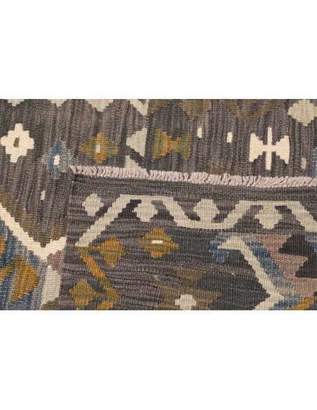 Rug Kilim Afghanistan 85x302 Charcoal Grey Must