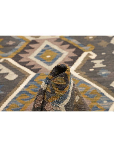 Rug Kilim Afghanistan 85x302 Charcoal Grey Must
