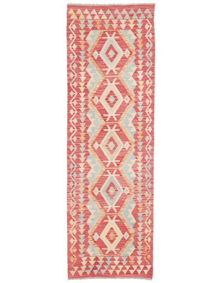 Rug Kilim Afghanistan 74x243 Coral Red Light Bl