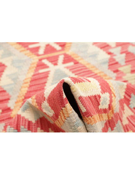 Rug Kilim Afghanistan 74x243 Coral Red Light Bl