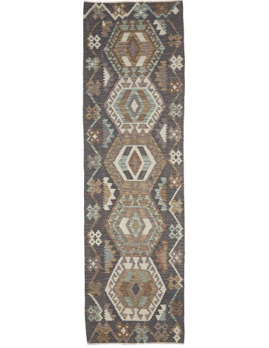 Rug Kilim Afghanistan 63x197 Dark Grey Brown
