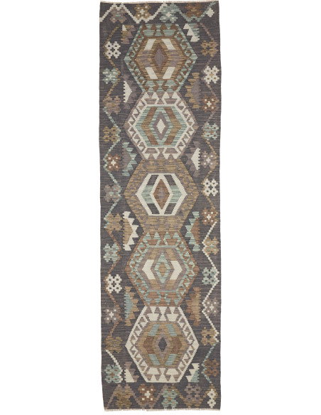 Rug Kilim Afghanistan 63x197 Dark Grey Brown