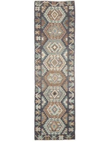 Rug Kilim Afghanistan 84x290 Dark Grey Brown
