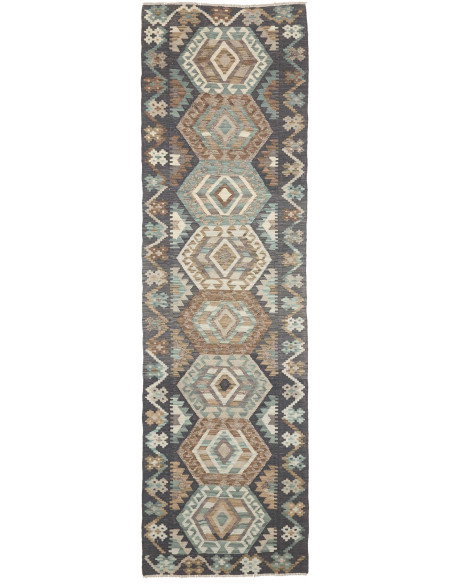 Rug Kilim Afghanistan 84x290 Dark Grey Brown