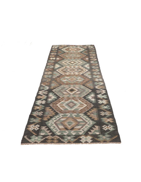 Rug Kilim Afghanistan 84x290 Dark Grey Brown