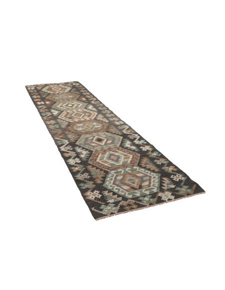 Rug Kilim Afghanistan 84x290 Dark Grey Brown
