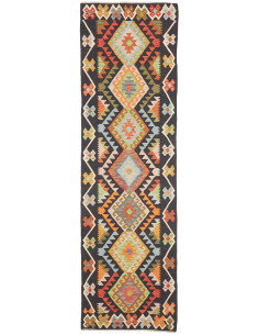 Rug Kilim Afghanistan 85x292 Charcoal Grey Oran