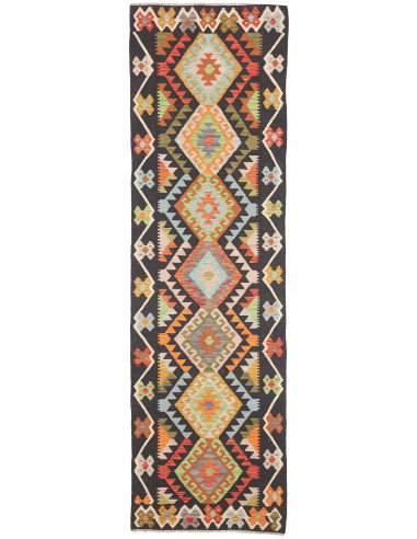 Rug Kilim Afghanistan 85x292 Charcoal Grey Oran