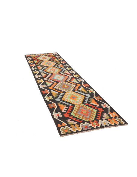 Rug Kilim Afghanistan 85x292 Charcoal Grey Oran