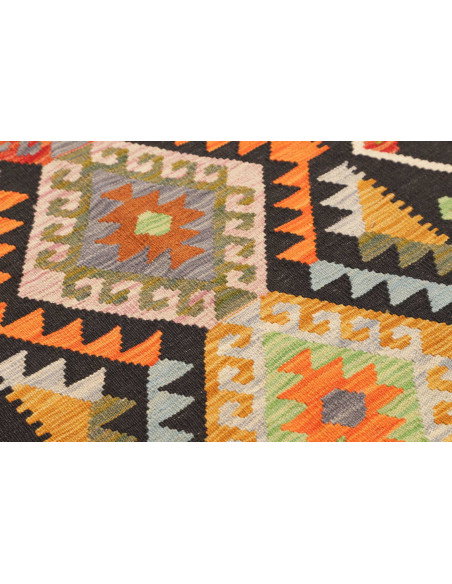 Rug Kilim Afghanistan 85x292 Charcoal Grey Oran