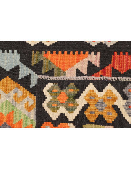 Rug Kilim Afghanistan 85x292 Charcoal Grey Oran