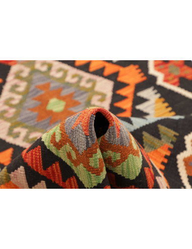 Rug Kilim Afghanistan 85x292 Charcoal Grey Oran