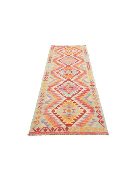 Rug Kilim Afghanistan 77x299 Mint Green Red