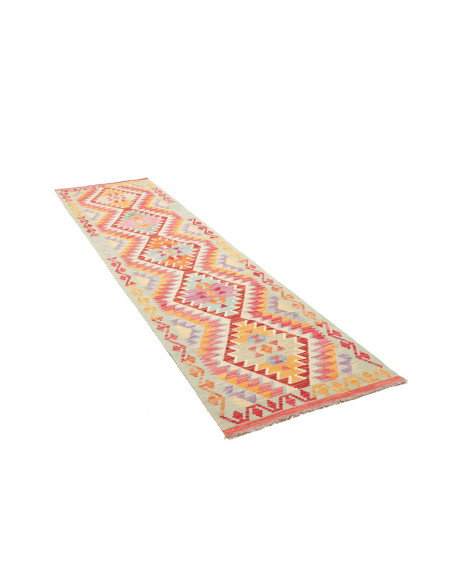 Rug Kilim Afghanistan 77x299 Mint Green Red