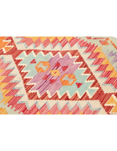 Rug Kilim Afghanistan 77x299 Mint Green Red