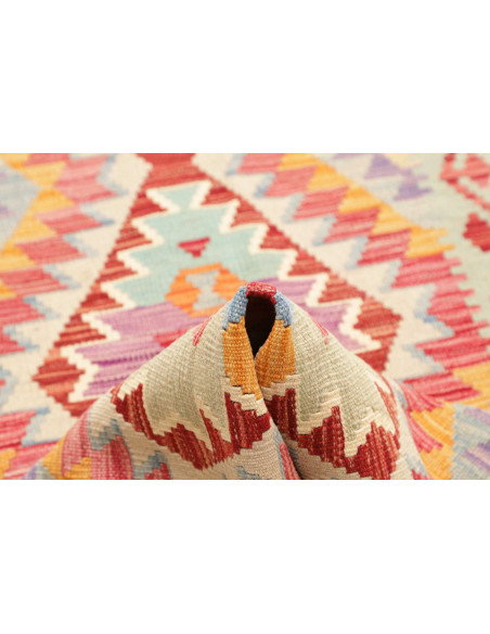Rug Kilim Afghanistan 77x299 Mint Green Red