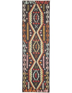 Rug Kilim Afghanistan 84x294 Charcoal Grey Cora