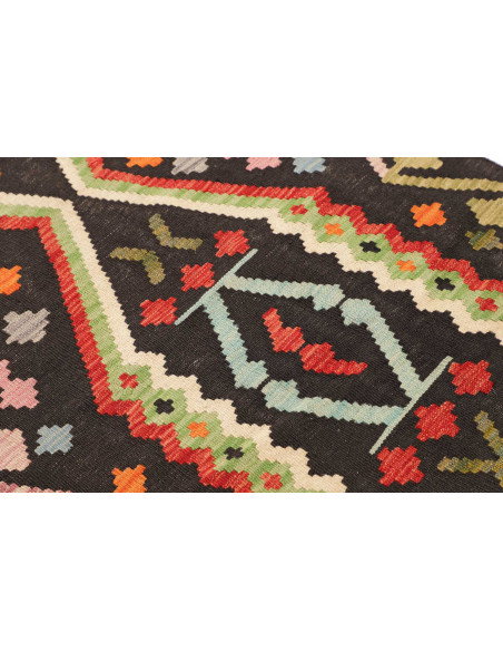 Tappeto Kilim Afghanistan 84x294 Grigio Carbone