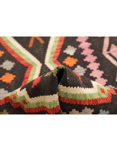 Tappeto Kilim Afghanistan 84x294 Grigio Carbone