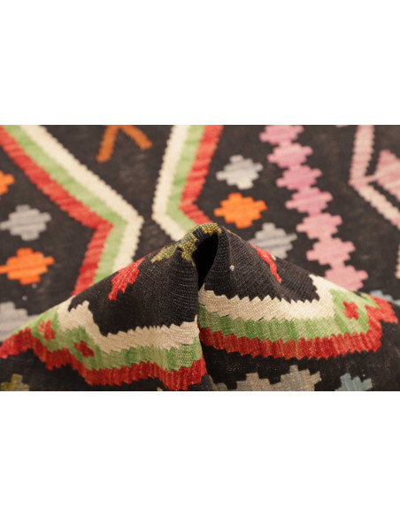 Tappeto Kilim Afghanistan 84x294 Grigio Carbone