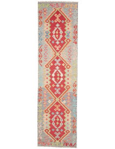 Tappeto Kilim Afghanistan 82x297 Grigio Blu Ros