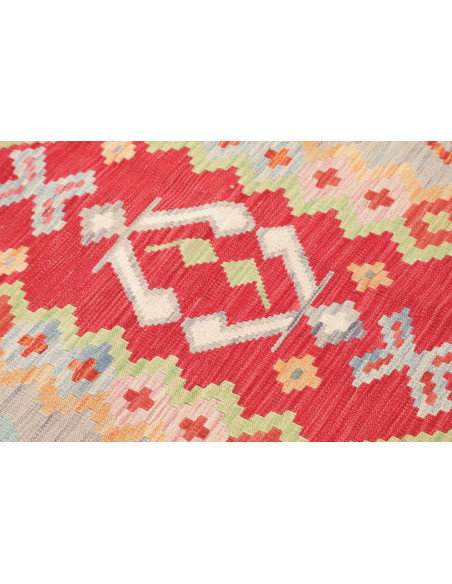 Rug Kilim Afghanistan 82x297 Grey Blue Red Peac