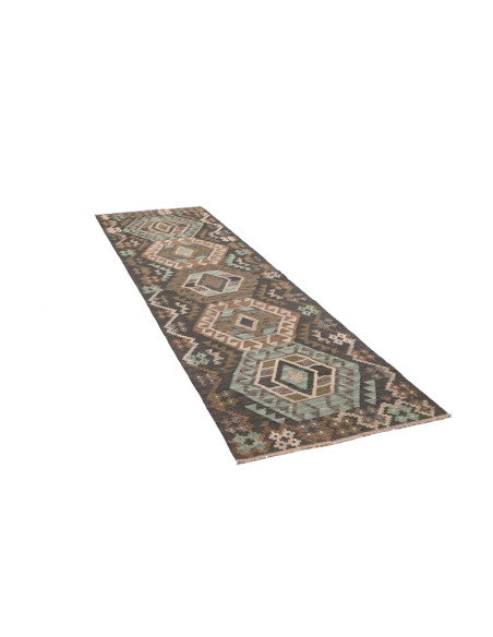 Rug Kilim Afghanistan 85x286 Charcoal Grey Teal