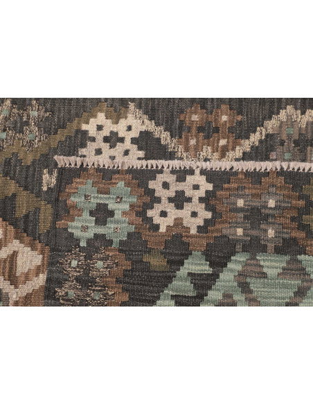 Rug Kilim Afghanistan 85x286 Charcoal Grey Teal