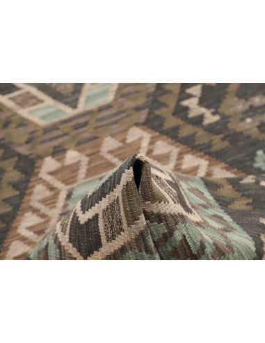Rug Kilim Afghanistan 85x286 Charcoal Grey Teal