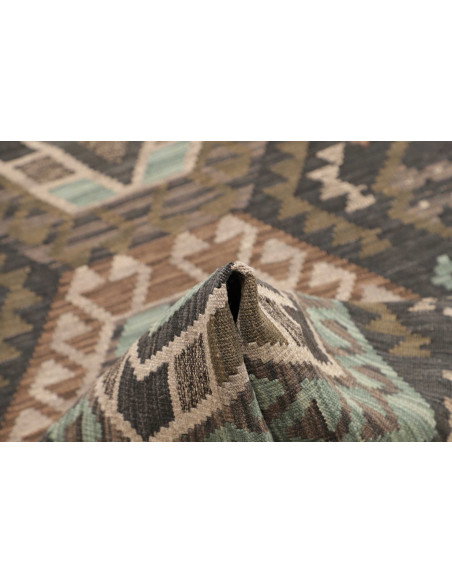 Rug Kilim Afghanistan 85x286 Charcoal Grey Teal