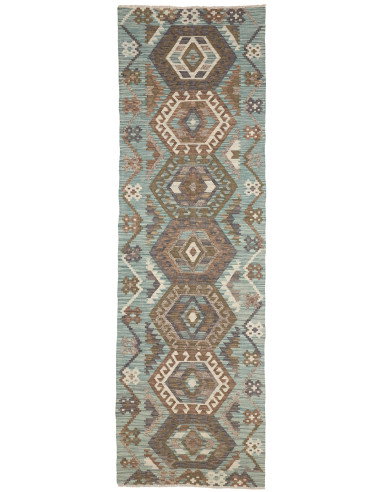 Rug Kilim Afghanistan 87x290 Dusty Teal Brown