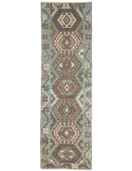 Rug Kilim Afghanistan 87x290 Dusty Teal Brown