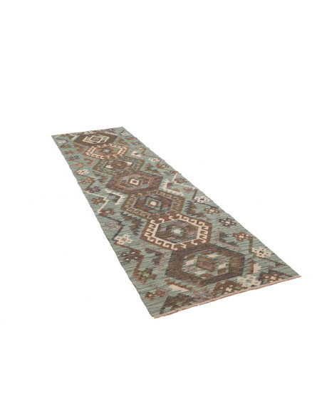 Rug Kilim Afghanistan 87x290 Dusty Teal Brown